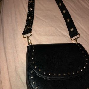 Black gold studded cross body